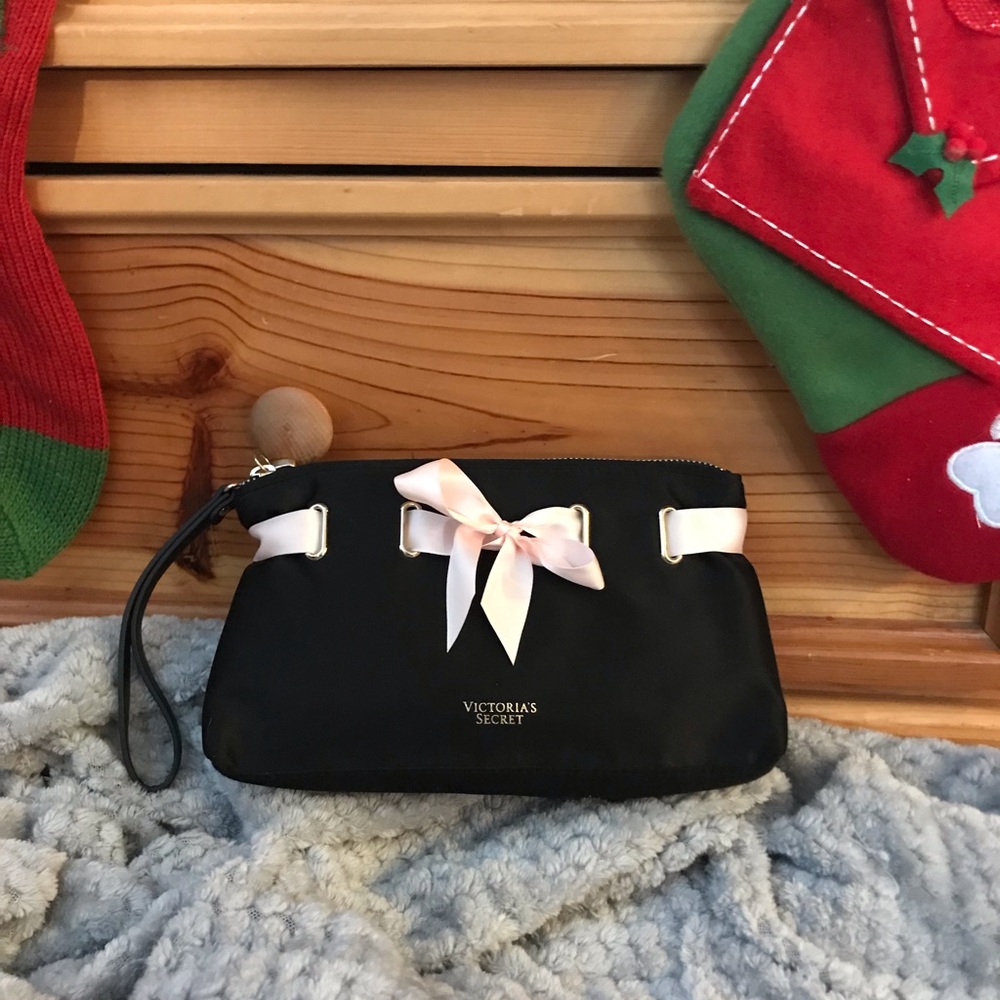 Black satin Victoria’s secret clutch